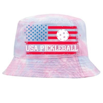 USA Pickleball Vector USA Flag Pickle Gift For Player Team Sport Tie-Dyed Bucket Hat