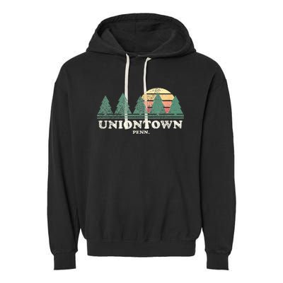 Uniontown Pa Vintage Throwback Retro 70s Design Garment-Dyed Fleece Hoodie