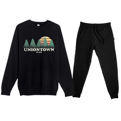 Uniontown Pa Vintage Throwback Retro 70s Design Premium Crewneck Sweatsuit Set