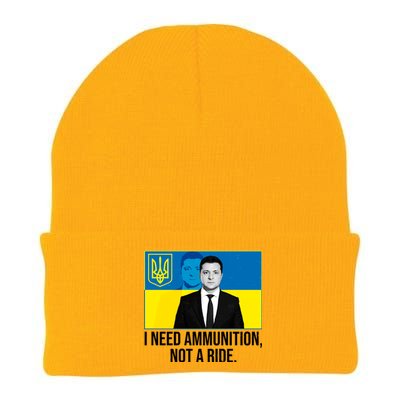 Ukraine President Volodymyr Zelensky I Need Ammunition Not A Ride Knit Cap Winter Beanie