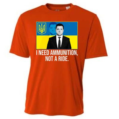 Ukraine President Volodymyr Zelensky I Need Ammunition Not A Ride Cooling Performance Crew T-Shirt