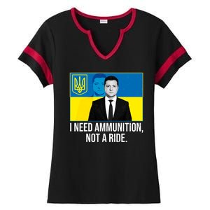 Ukraine President Volodymyr Zelensky I Need Ammunition Not A Ride Ladies Halftime Notch Neck Tee