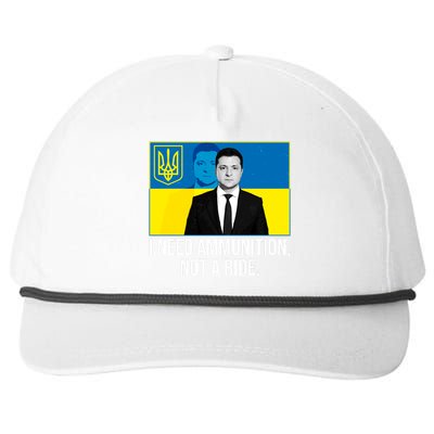 Ukraine President Volodymyr Zelensky I Need Ammunition Not A Ride Snapback Five-Panel Rope Hat