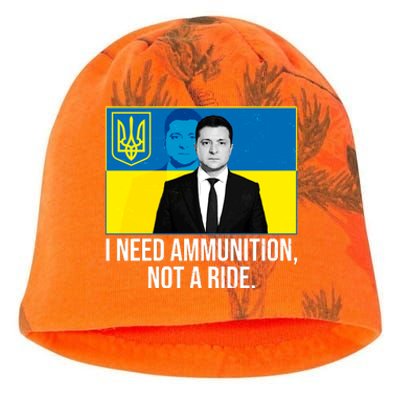 Ukraine President Volodymyr Zelensky I Need Ammunition Not A Ride Kati - Camo Knit Beanie