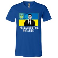 Ukraine President Volodymyr Zelensky I Need Ammunition Not A Ride V-Neck T-Shirt