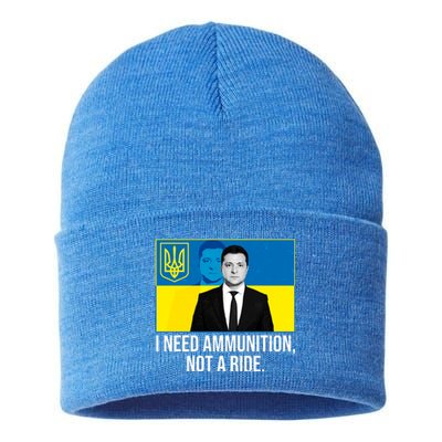 Ukraine President Volodymyr Zelensky I Need Ammunition Not A Ride Sustainable Knit Beanie