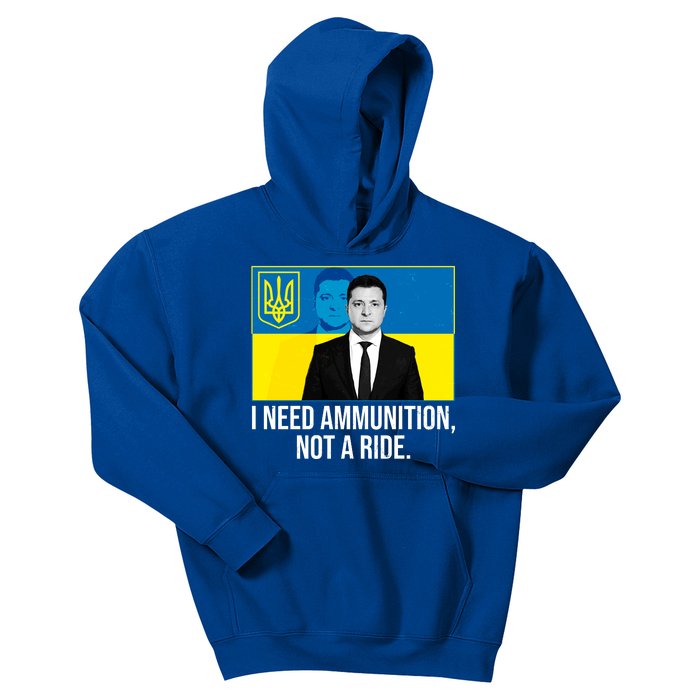 Ukraine President Volodymyr Zelensky I Need Ammunition Not A Ride Kids Hoodie