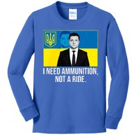 Ukraine President Volodymyr Zelensky I Need Ammunition Not A Ride Kids Long Sleeve Shirt