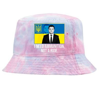 Ukraine President Volodymyr Zelensky I Need Ammunition Not A Ride Tie-Dyed Bucket Hat