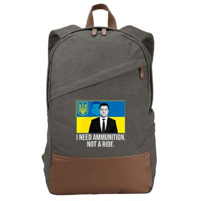 Ukraine President Volodymyr Zelensky I Need Ammunition Not A Ride Cotton Canvas Backpack