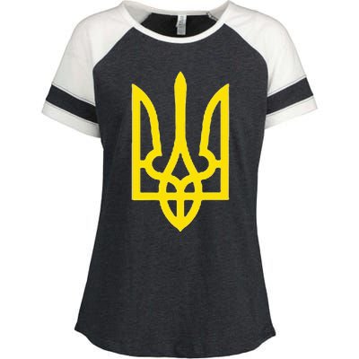 Ukrainian President Volodymyr Zelensky Ukraine Emblem Enza Ladies Jersey Colorblock Tee