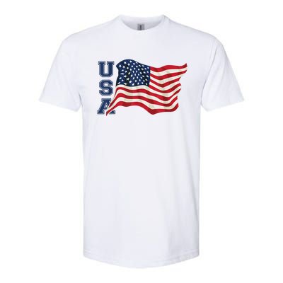 USA Patriotic Waving American Flag Design Softstyle® CVC T-Shirt