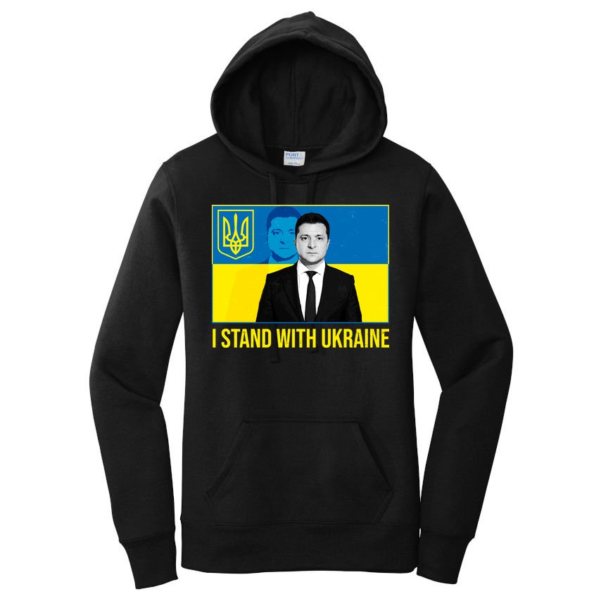 Ukrainian President Zelensky I Stand With Ukraine Women's Pullover Hoodie