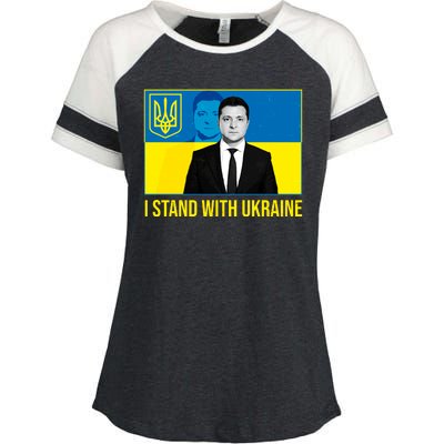 Ukrainian President Zelensky I Stand With Ukraine Enza Ladies Jersey Colorblock Tee