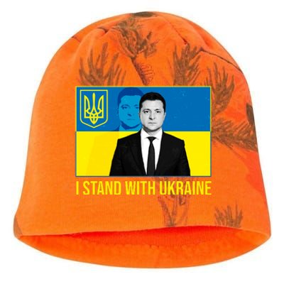 Ukrainian President Zelensky I Stand With Ukraine Kati - Camo Knit Beanie