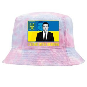 Ukrainian President Zelensky I Stand With Ukraine Tie-Dyed Bucket Hat