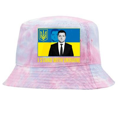 Ukrainian President Zelensky I Stand With Ukraine Tie-Dyed Bucket Hat