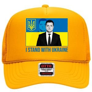 Ukrainian President Zelensky I Stand With Ukraine High Crown Mesh Back Trucker Hat