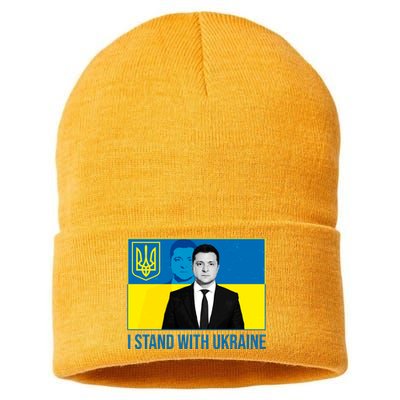 Ukrainian President Zelensky I Stand With Ukraine Sustainable Knit Beanie