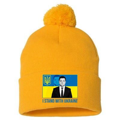 Ukrainian President Zelensky I Stand With Ukraine Pom Pom 12in Knit Beanie