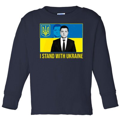 Ukrainian President Zelensky I Stand With Ukraine Toddler Long Sleeve Shirt