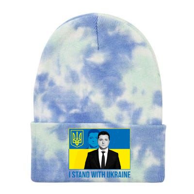 Ukrainian President Zelensky I Stand With Ukraine Tie Dye 12in Knit Beanie