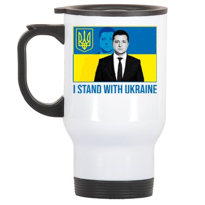 Ukrainian President Zelensky I Stand With Ukraine Stainless Steel Travel Mug