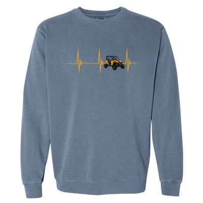 Utv Quad Bike 4x4 Offroad Vehicle Heartbeat Ekg Pulse Sxs Gift Garment-Dyed Sweatshirt