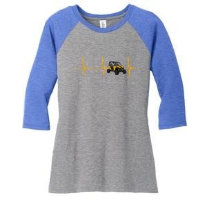 Utv Quad Bike 4x4 Offroad Vehicle Heartbeat Ekg Pulse Sxs Gift Women's Tri-Blend 3/4-Sleeve Raglan Shirt