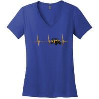 Utv Quad Bike 4x4 Offroad Vehicle Heartbeat Ekg Pulse Sxs Gift Women's V-Neck T-Shirt