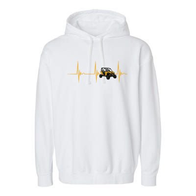 Utv Quad Bike 4x4 Offroad Vehicle Heartbeat Ekg Pulse Sxs Gift Garment-Dyed Fleece Hoodie