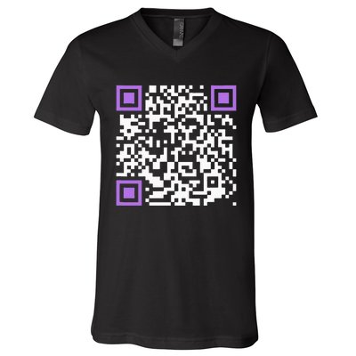 Unique Qrcode With Humorous Hidden Message V-Neck T-Shirt