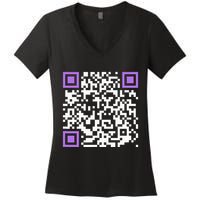 Unique Qrcode With Humorous Hidden Message Women's V-Neck T-Shirt