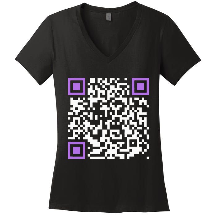Unique Qrcode With Humorous Hidden Message Women's V-Neck T-Shirt