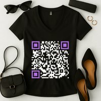 Unique Qrcode With Humorous Hidden Message Women's V-Neck T-Shirt