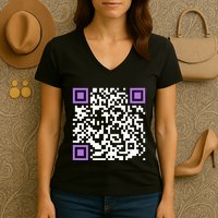 Unique Qrcode With Humorous Hidden Message Women's V-Neck T-Shirt