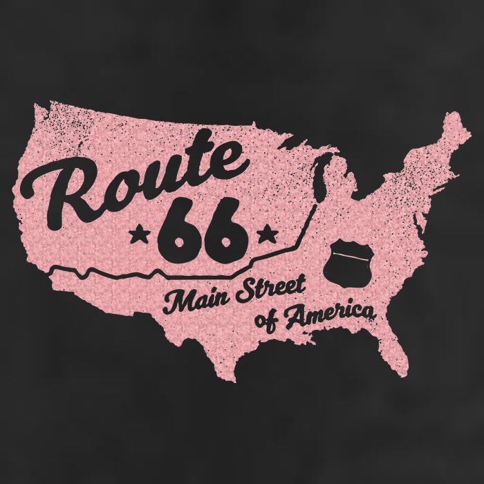 USA Route 66 Main Street Of America  7 Panel Mesh Trucker Snapback Hat
