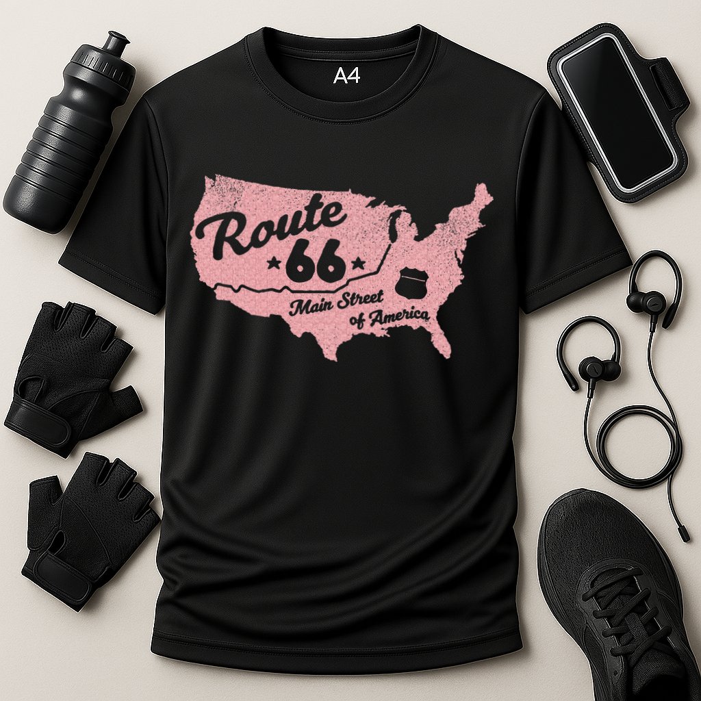 USA Route 66 Main Street Of America  Cooling Performance Crew T-Shirt