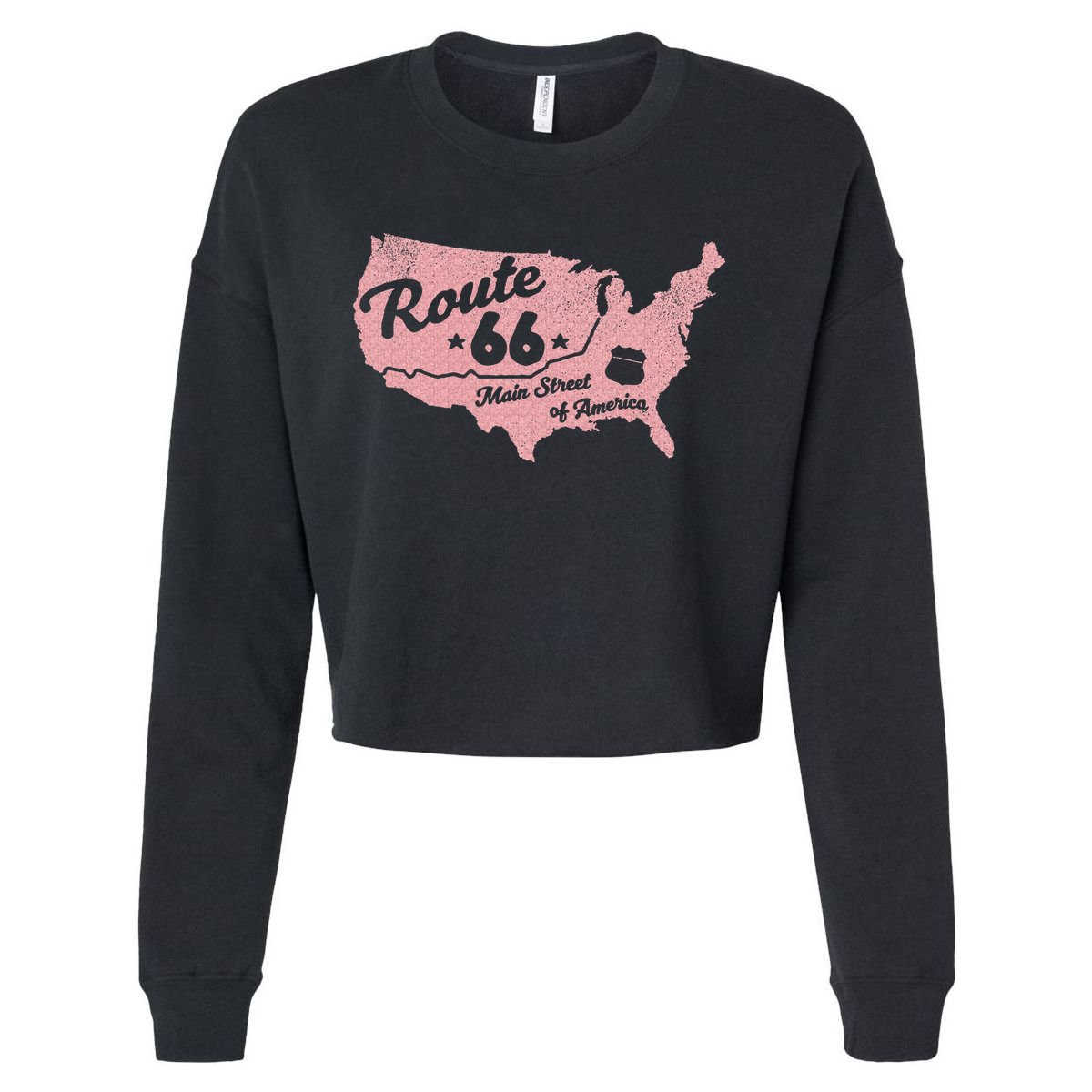 USA Route 66 Main Street Of America  Cropped Pullover Crew