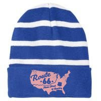 USA Route 66 Main Street Of America  Striped Beanie with Solid Band