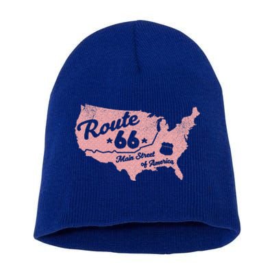 USA Route 66 Main Street Of America  Short Acrylic Beanie