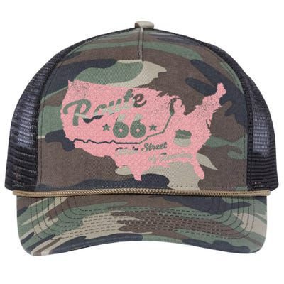 USA Route 66 Main Street Of America  Retro Rope Trucker Hat Cap