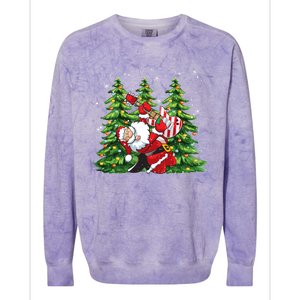 Unique Rock And Roll Santa Claus Guitar Player Christmas Gift Colorblast Crewneck Sweatshirt