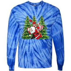 Unique Rock And Roll Santa Claus Guitar Player Christmas Gift Tie-Dye Long Sleeve Shirt