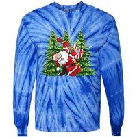 Unique Rock And Roll Santa Claus Guitar Player Christmas Gift Tie-Dye Long Sleeve Shirt