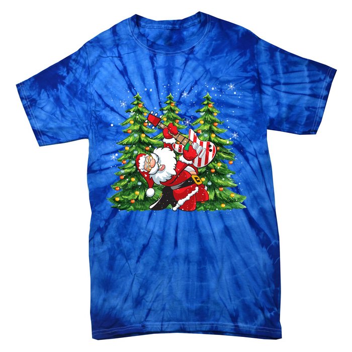 Unique Rock And Roll Santa Claus Guitar Player Christmas Gift Tie-Dye T-Shirt