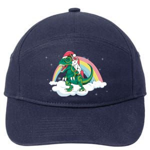 Unicorn Riding A Magical Dinosaur Christmas Santa Hat Great Gift 7-Panel Snapback Hat