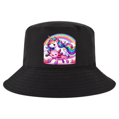 Unicorn Riding Axolotl Kawaii Rainbow Cool Comfort Performance Bucket Hat