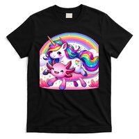 Unicorn Riding Axolotl Kawaii Rainbow T-Shirt