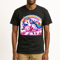 Unicorn Riding Axolotl Kawaii Rainbow Tall T-Shirt